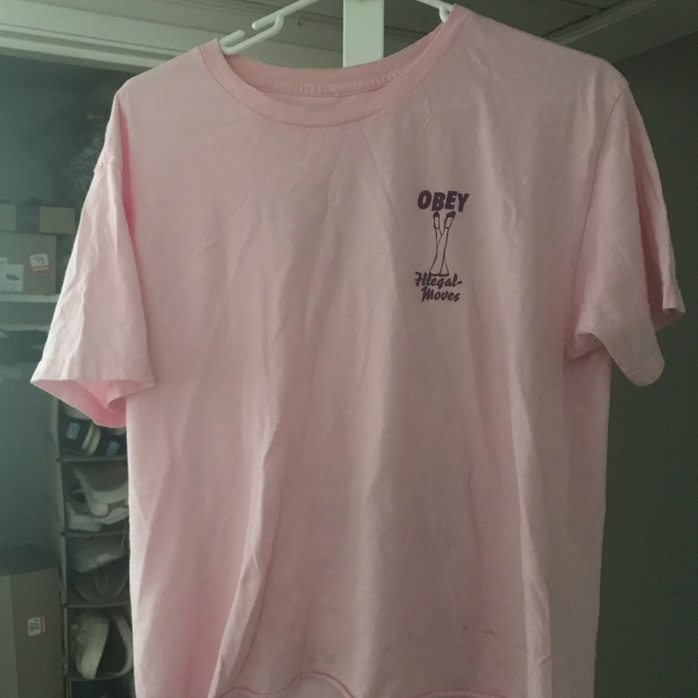 OBEY Pink Thin T-shirt Size Large